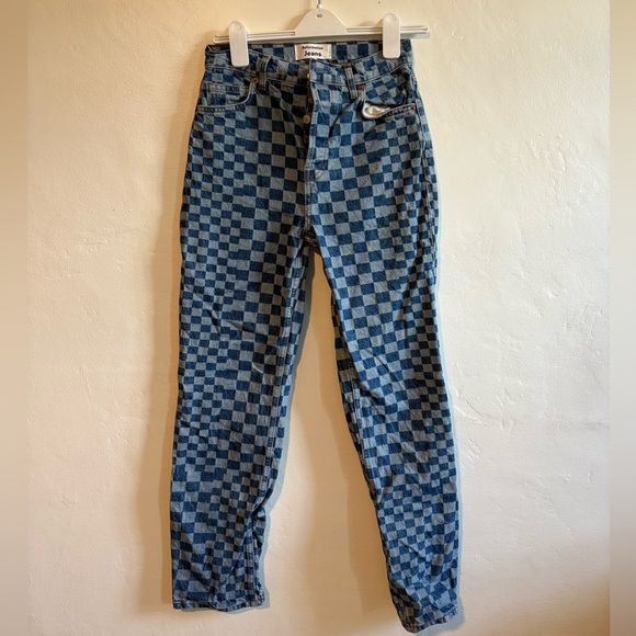 🏁Reformation Cynthia Checkerboard Denim Jeans🏁 - Picture 5 of 6